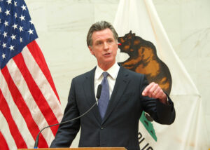 San Francisco, CA - April 26, 2022: California Governor Gavin Newsom speak at the Kindergarten to College program Progress update Press Conference in San Francisco